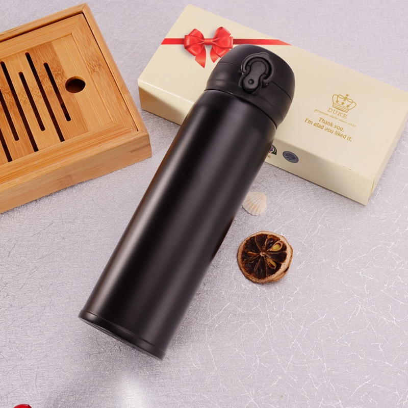 Bình nước giữ nhiệt 500ml trơn có lắp đậy tiện lợi chống đổ chống tràn tiện lợi