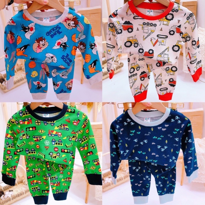 Bộ bozip dài tay cho bé trai size 3-8