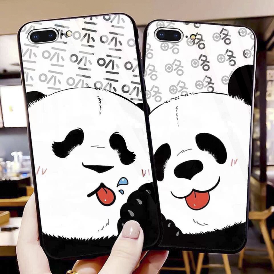 Ốp lưng iphone kính cao cấp cặp đôi gấu trúc case 14plus 14 pro max 13 12 promax 11 mini 6 6s 7 8 plus x xr xs Se