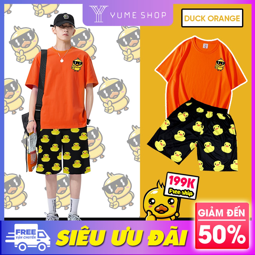Bộ quần áo thun mùa hè vịt vàng Unisex