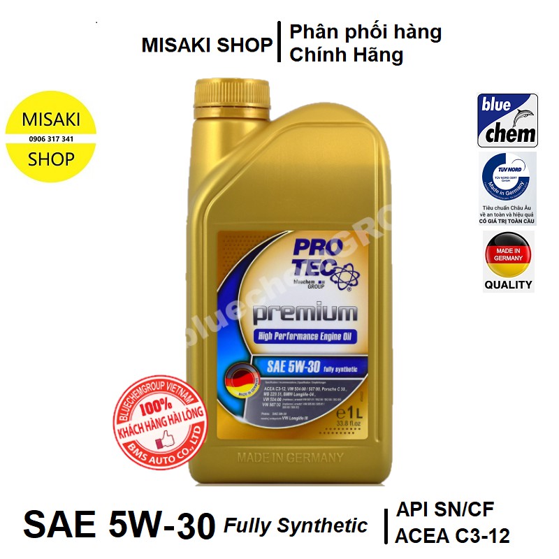 Dầu nhớt Bluechem⚡️PROTEC PREMIUM SAE 5W-30⚡️Fully Synthetic ACEA C3-12 1L 📞Misaki Shop