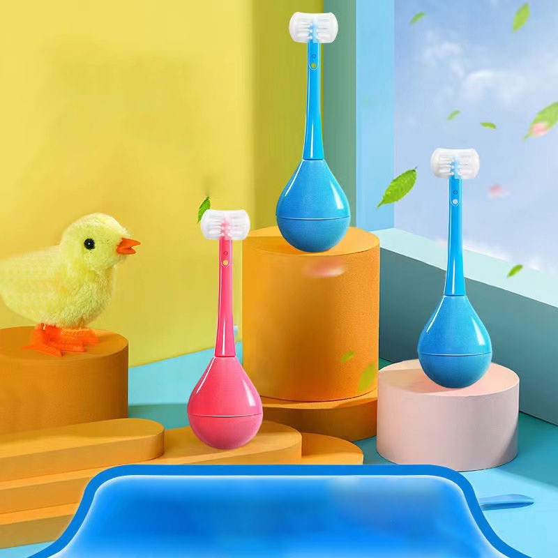 Bàn Chải Đánh Răng Ba Mặt Silicone Hình Chữ U 3d Phù Hợp Cho Bé 2-12 Tuổi