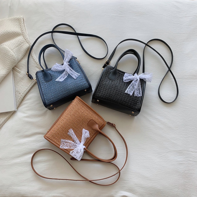 Túi Đeo Chéo Hình Vuông Cỡ Nhỏ Đính Nơ Ren Thời Trang 2022 Cho Nữ