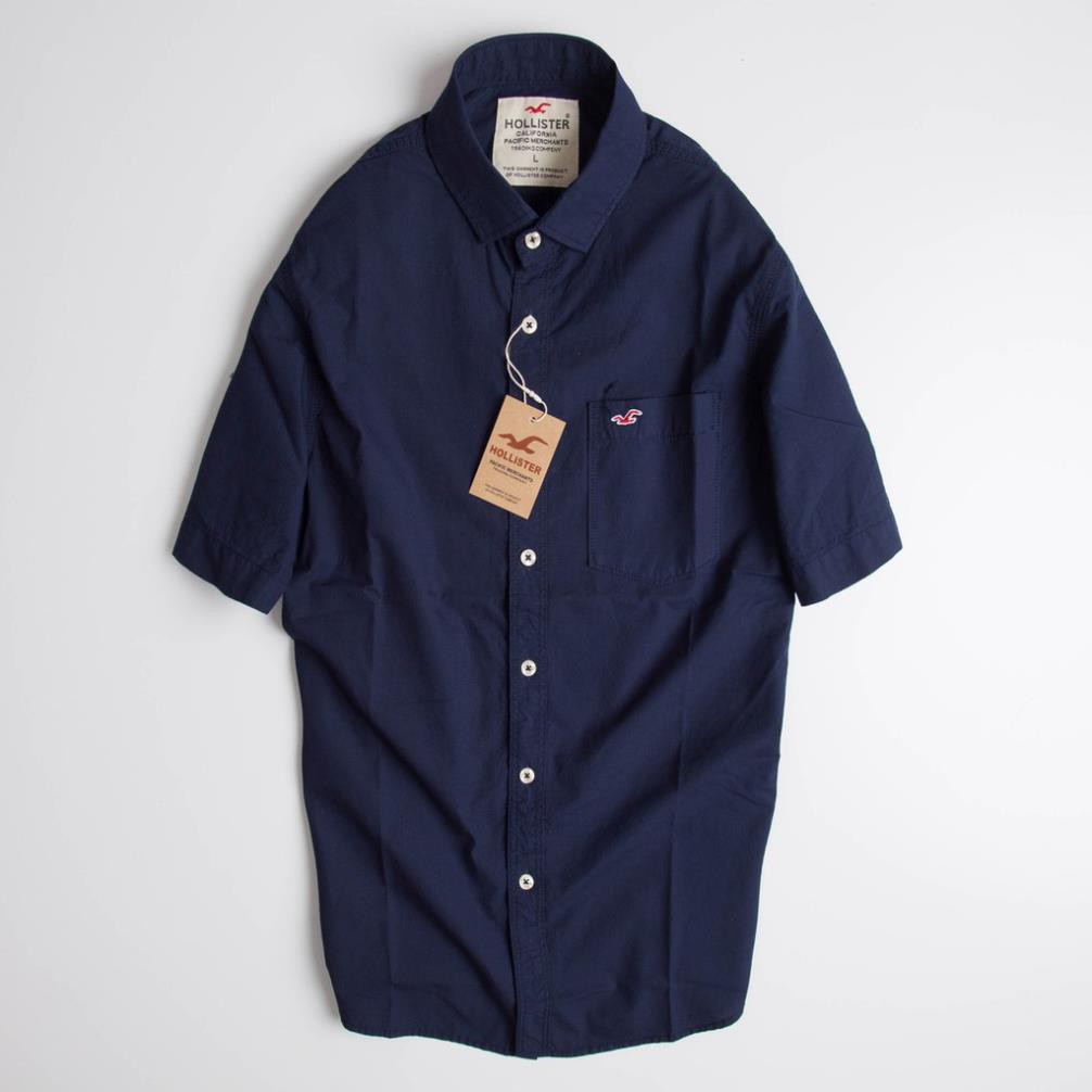 Áo sơ mi nam tay ngắn vải Oxford xuất khẩu cao cấp Hollister màu Xanh Đen - Đỉnh Cao Thời Trang !
