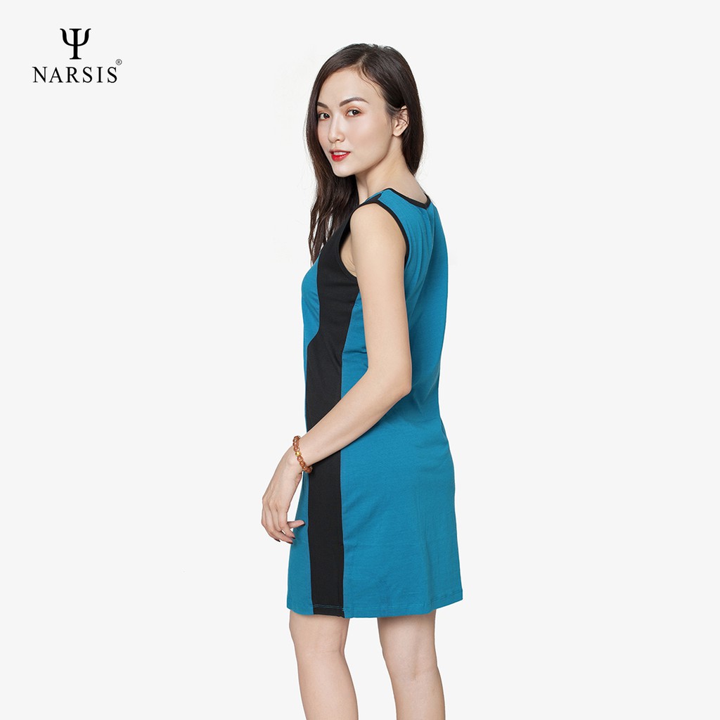 Váy đầm nữ Narsis NEW1260 màu xanh phối đen
