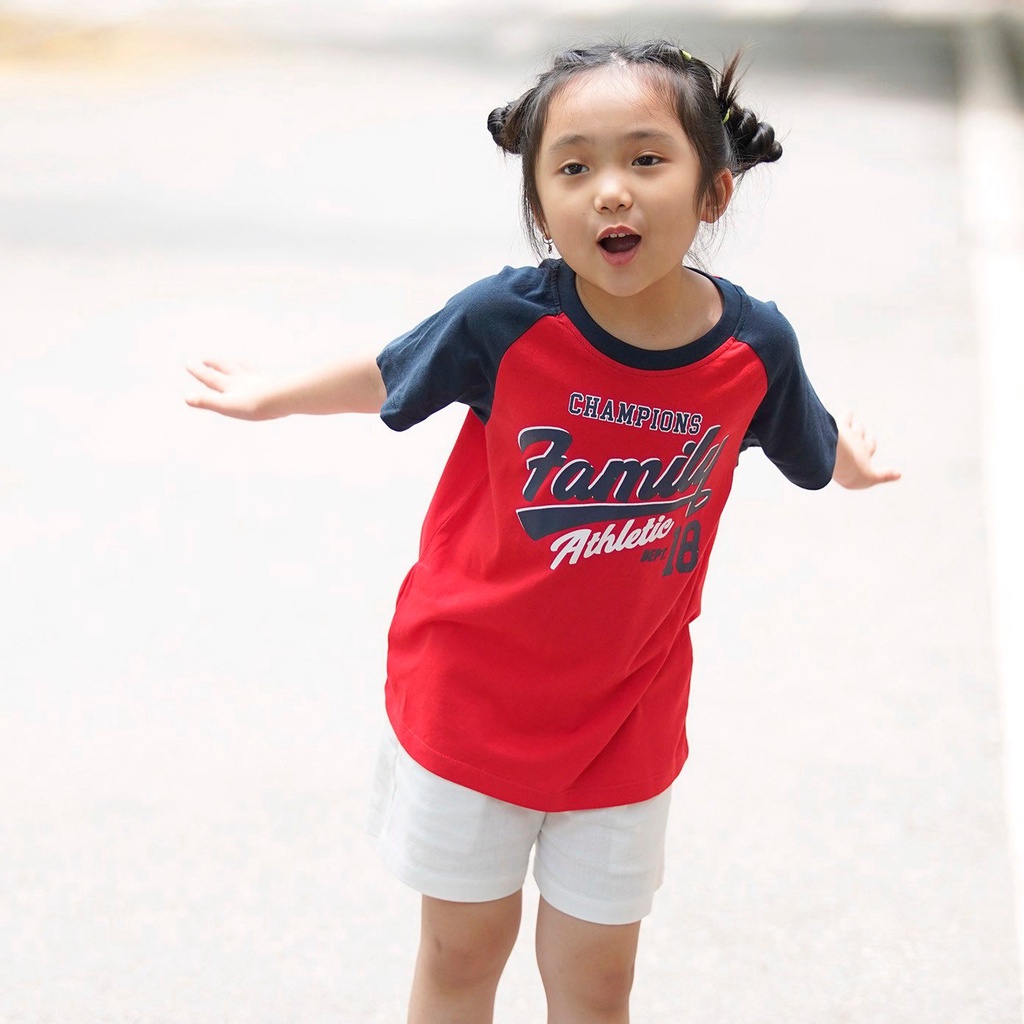 Áo phông trẻ em SAYME tay raglan vải thun cotton co giãn, set gia đình đi biển đi chơi đều đẹp KCTS0013-14