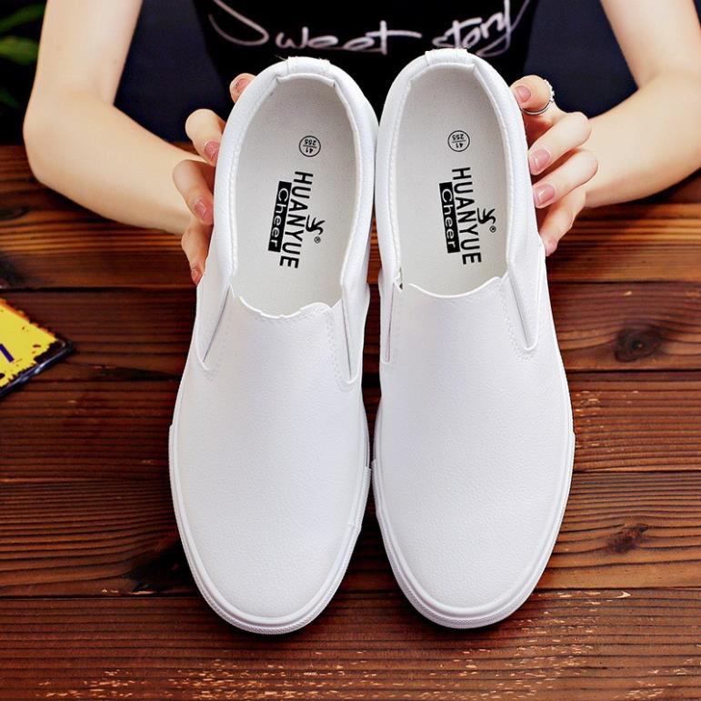 Slip on da nam | Giày lười da nam - Da PU màu đen và trắng - Hàng fullbox, fulltag - Mã SP A568 .