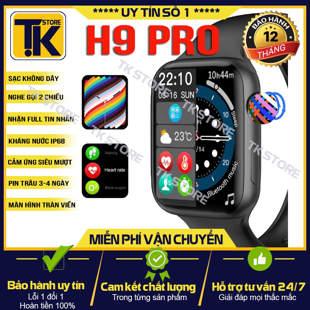 Đồng Hồ Thông Minh H9pro pin 4- 5 ngày Đọc Tin Nhắn - Cảm Ưng Mượt Tràn Viền Cân - BẢO HÀNH ĐỔI MỚI