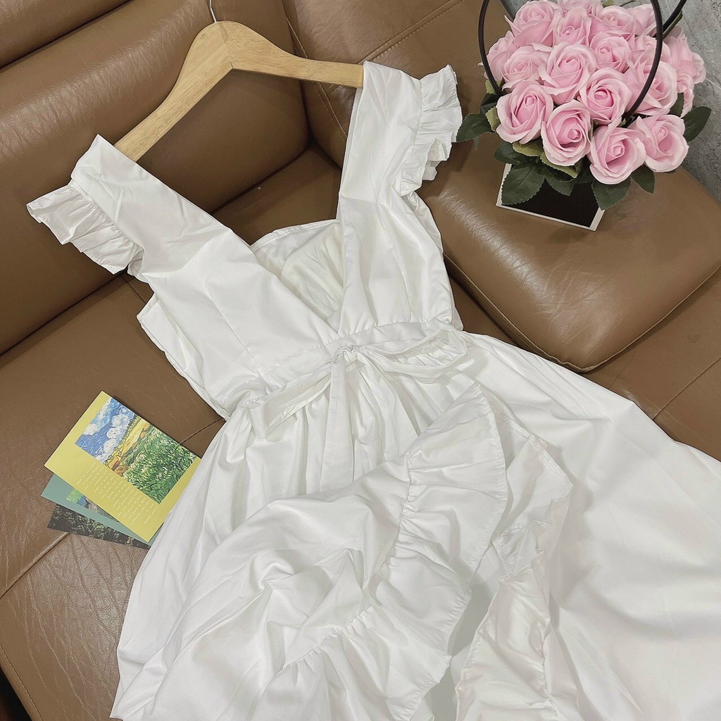 Đầm maxi trắng tay tiên cột dây eo 💖 KÈM ẢNH THẬT 💖 BAO KIỂM ❌
