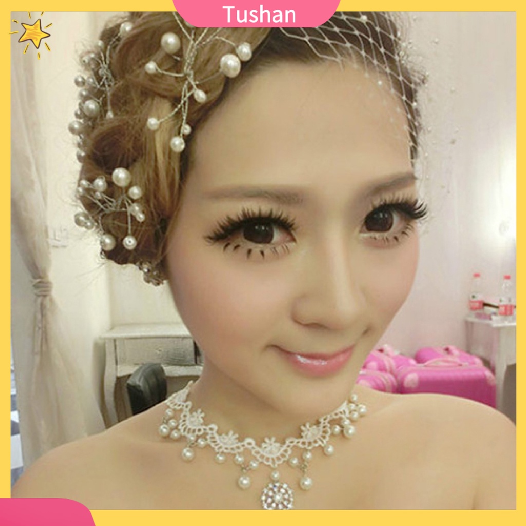 Vòng cổ choker ren đính ngọc trai giả sang trọng