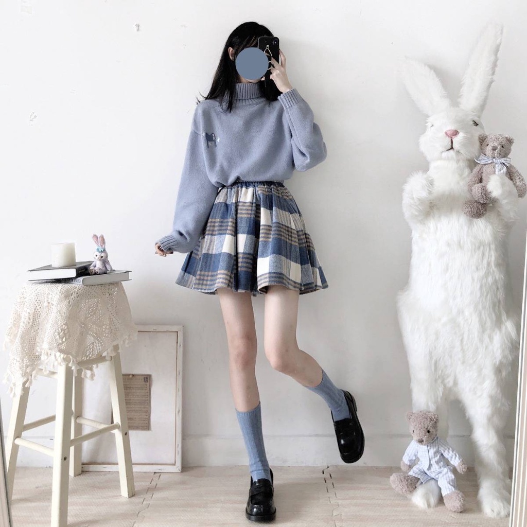 Set Áo Len Form Rộng Và Chân Váy Dài Phong Cách Hàn Quốc Dành Cho Nữ