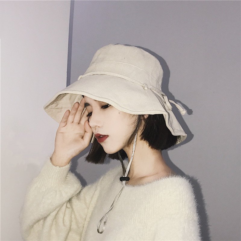 Nón rộng vành bằng cotton linen kiểu dáng đơn giản thanh lịch dành cho nữ