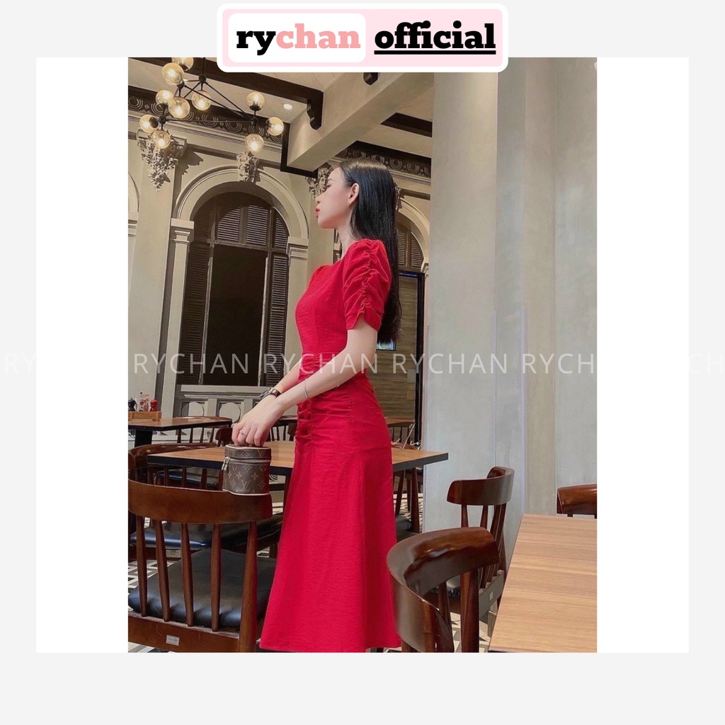 Đầm Xòe Midi 3 Màu Nhún Eo Siêu Tôn Dáng - DX0085