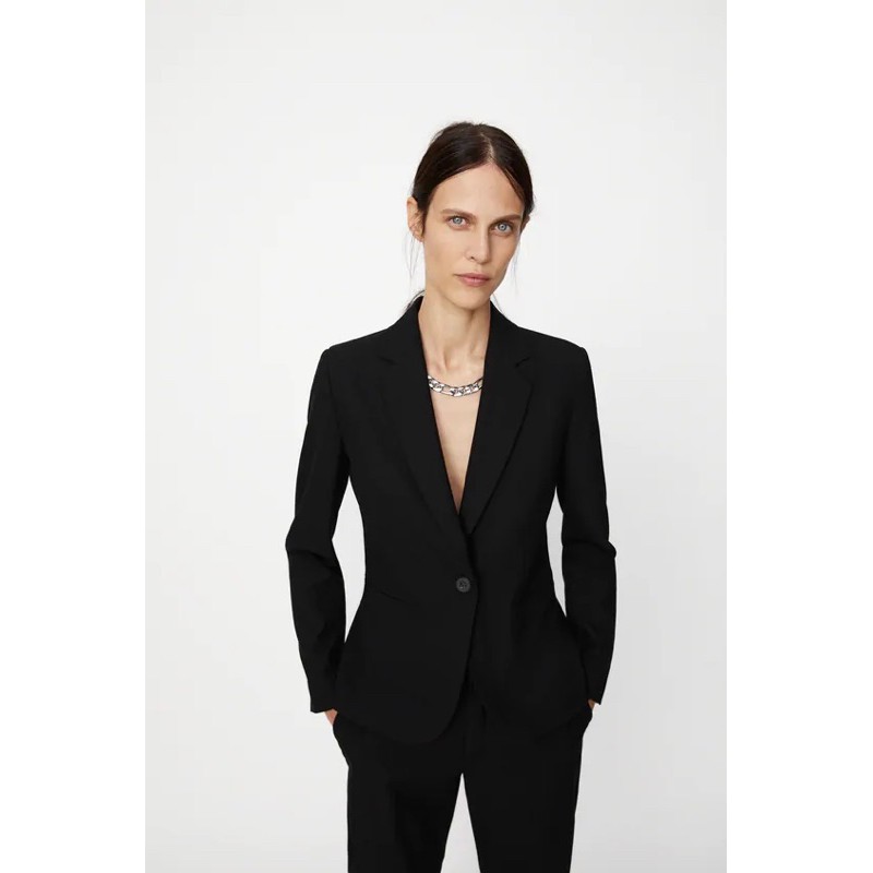 Zara Đức - Áo blazer sale auth new tag cao cấp chính hãng khoác vest hai 2 lớp có lót độn vai basic suit đen