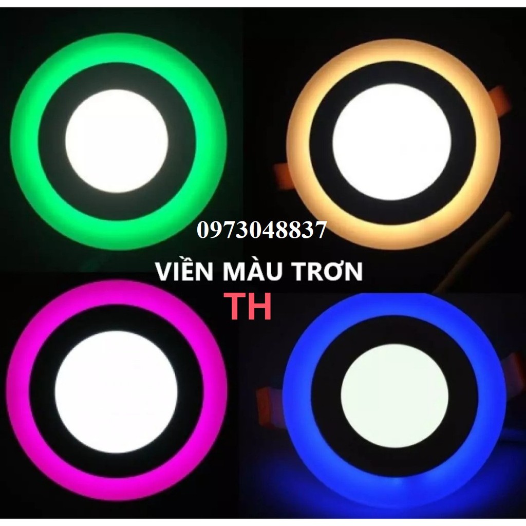 Đèn LED âm trần 6w viền đổi màu Xanh Dương 3 chế độ ánh sáng