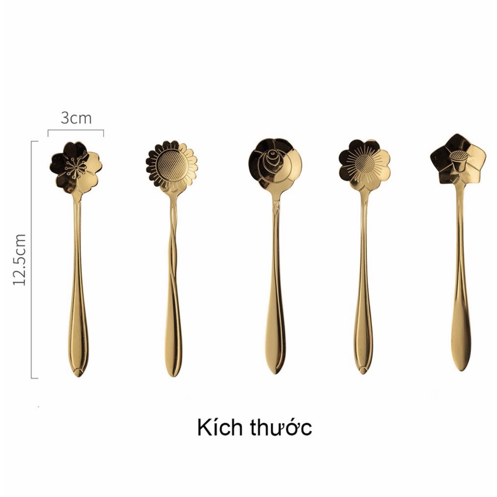 (1 chiếc) Muỗng (thìa) khuấy cà phê inox mạ vàng đẹp, độc lạ