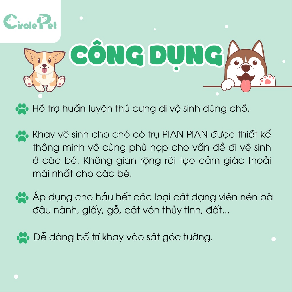 Khay Vệ Sinh Cho Chó Pian Pian Kiểu Nhật Size Lớn 62.6 x 48 x 7.4 cm Chất Lượng Cao An Toàn Cho Thú Cưng - Circle Pet