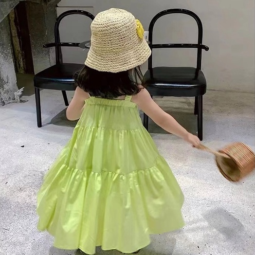 váy cho bé gái Đầm Công Chúa Không Tay Màu Trơn Thời Trang Mùa Hè Hàn Quốc Cho Bé Gái 1-6 Tuổi