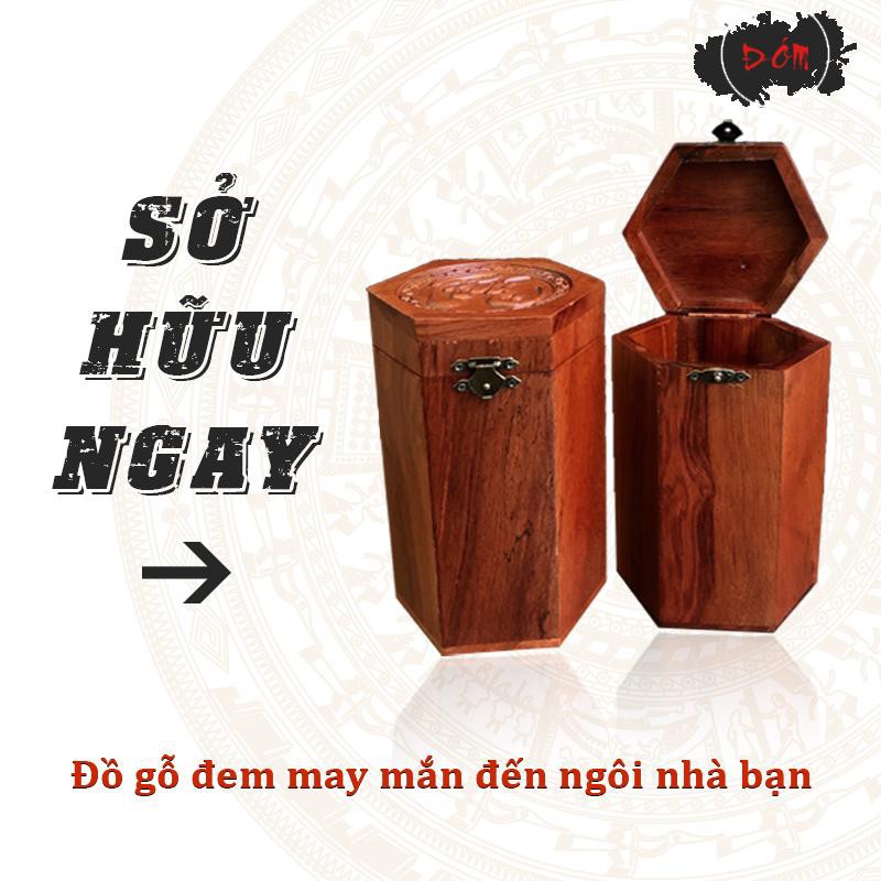 Hộp trà gỗ hương mỹ nghệ cao cấp thương hiệu Gỗ làng Đóm - làng nghề gỗ Đồng Kỵ nội thất gia đình cổ điển