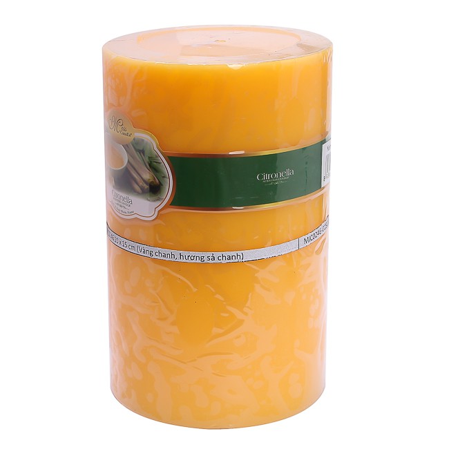 Nến thơm trụ tròn D10H15 Miss Candle MIC0246 10 x 15 cm (Vàng nhạt, hương sả chanh)