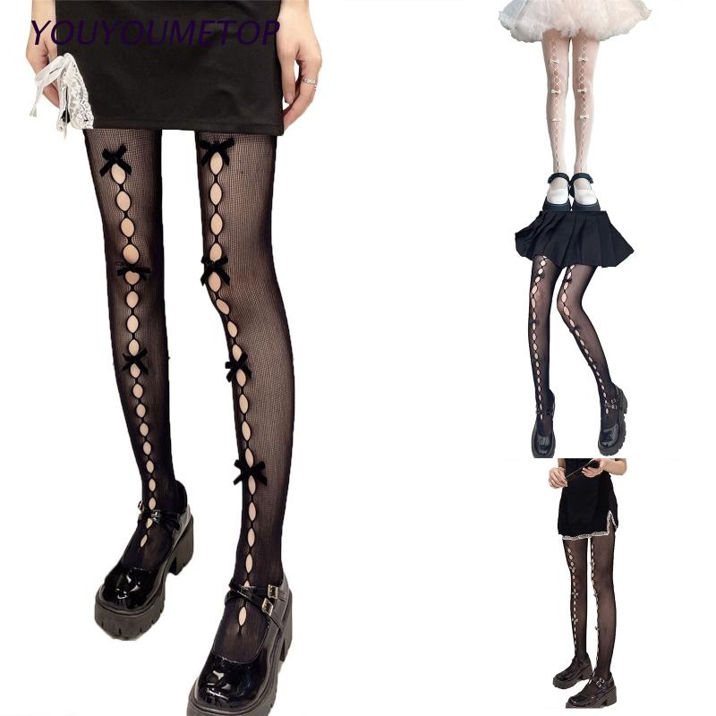 Vớ Lưới Đính Nơ Phong Cách Lolita Nhật Bản Dễ Thương Cho Nữ