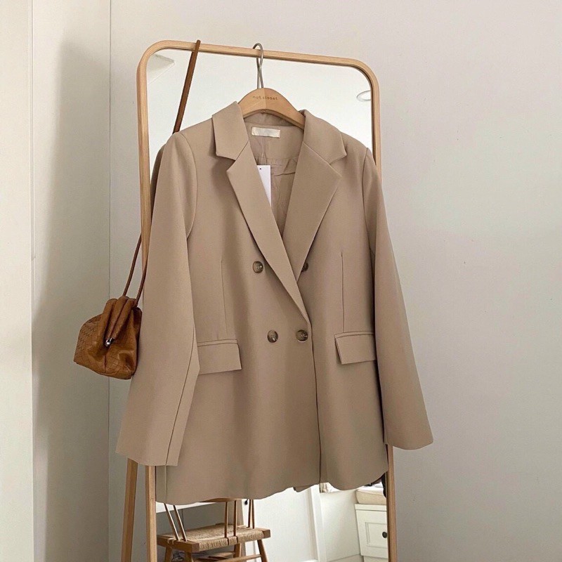 Áo khoác vest-blazer hàng thiết kế chất kate hàn 4 màu đen trắng xanh nâu be | BigBuy360 - bigbuy360.vn