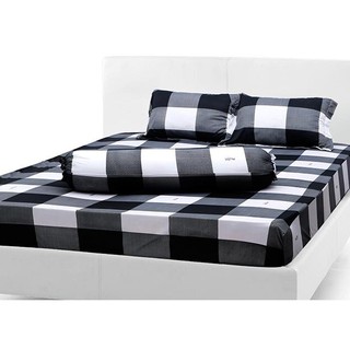 Bộ Drap Thun 4 Món Loại 1 Mát Lạnh Caro đen trắng 1m6/1m8 ( mới)