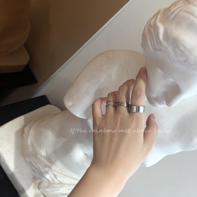 Bộ nhẫn thiết kế đơn giản phong cách hip hop thời trang cá tính cho nam và nữ