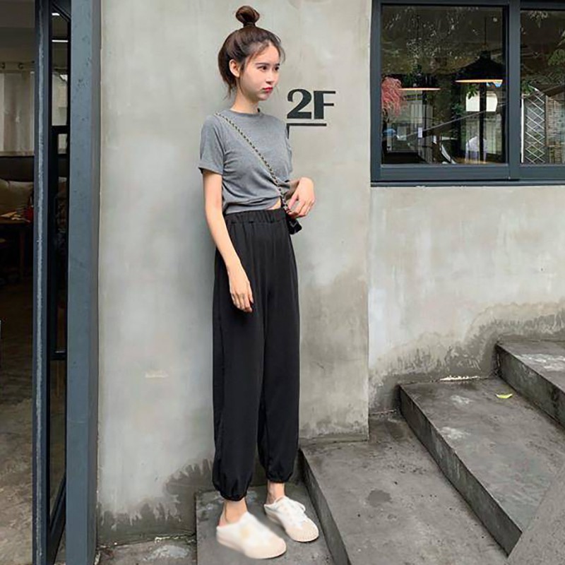 Quần Dài Thể Thao Màu Trơn Kiểu Dáng Năng Động Cho Nữ
