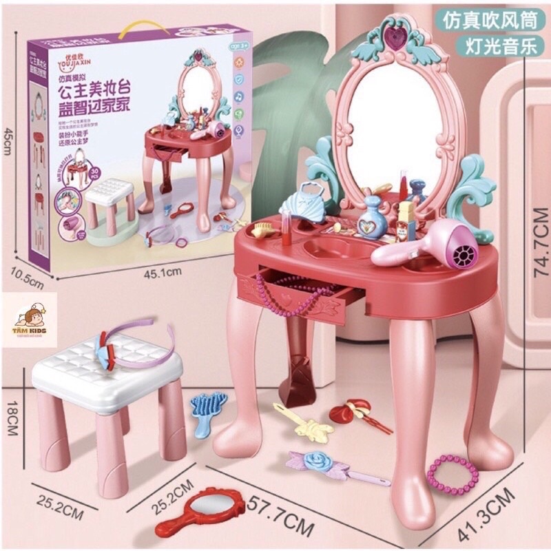 Đồ chơi bàn trang điểm cho bé gái size đại kèm ghế, đàn cao 76cm