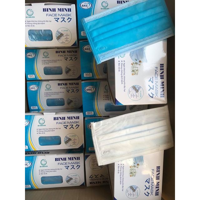 KHẨU TRANG Y TẾ BÌNH MINH  💋 FREESHIP💋 4 Lớp KHÁNG KHUẨN ( siêu dày) - 50 chiếc/hộp, Ngăn Vi Khuẩn và Khói Bụi | BigBuy360 - bigbuy360.vn