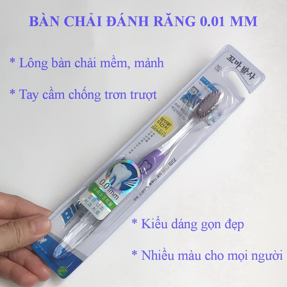 Bàn chải răng 0.01 mm mềm mại, không gây hại lợi nướu, lông nhỏ dễ dàng làm sạch khe răng, nhiều màu-Tiện Ích Vượt Trội