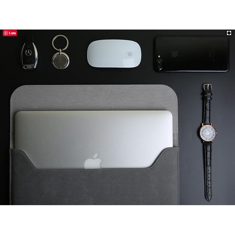 Bao da Macbook + Túi Đựng Sạc Màu Xám Đậm Cao Cấp | BigBuy360 - bigbuy360.vn