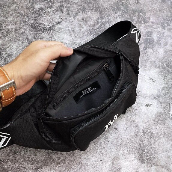 Túi đeo chéo , túi bao tử M.L.B NY Seamball Waist Bag - Black HÀNG  XUẤT DƯ FULL TEM TAG