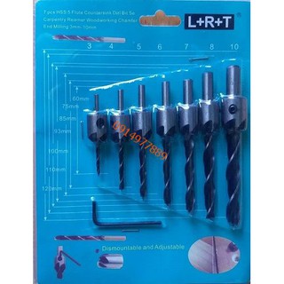 Bộ 7 Mũi Khoan 2 Tầng Gỗ Doa Lỗ Vít Phủ Titan L+R+T (Chính Hãng)