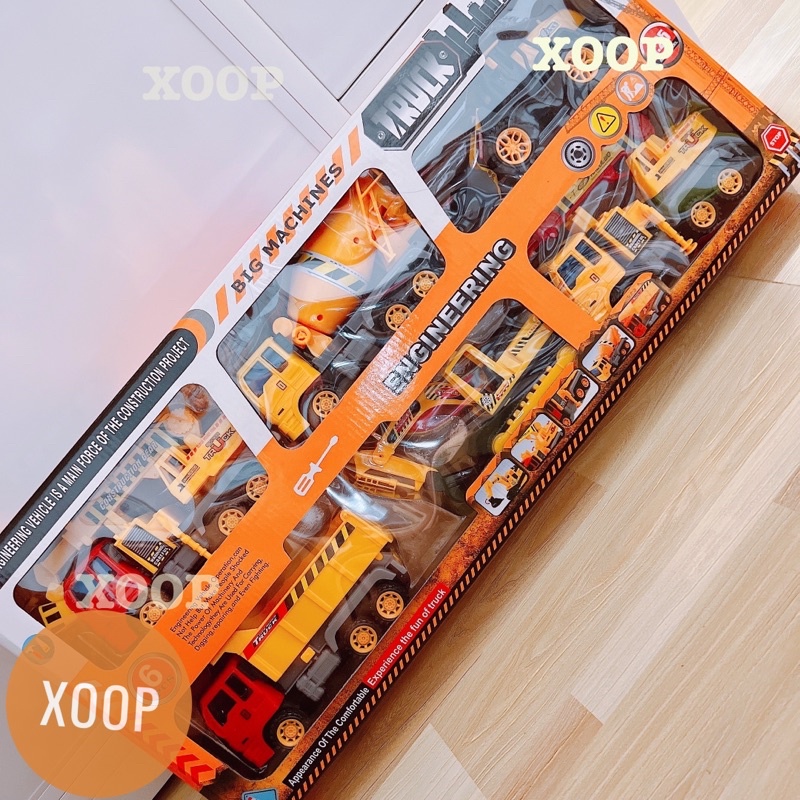 Đồ chơi ! Hộp 6 xe công trình vàng cỡ lớn cho bé (mã 3033)