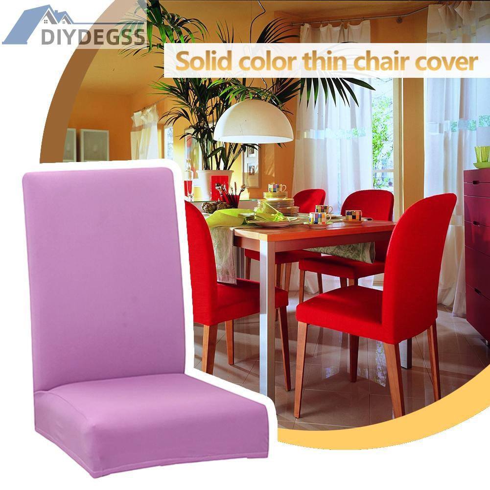 Candy Color Elastic Chair Slipcover Stretch Dining Seat Case (Light Purple)