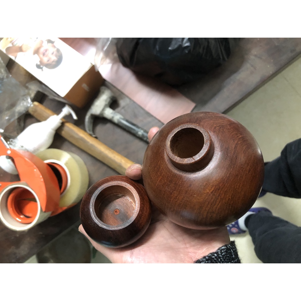 Lọ tăm gỗ Hương hồ lô cao lõi gỗ già