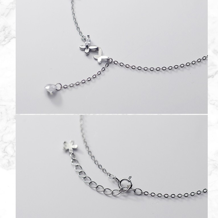 Lắc chân vòng chân 💋Freeship Hoàn xu nữ bạc s925 butterfly và viên pha lê rơi | BigBuy360 - bigbuy360.vn