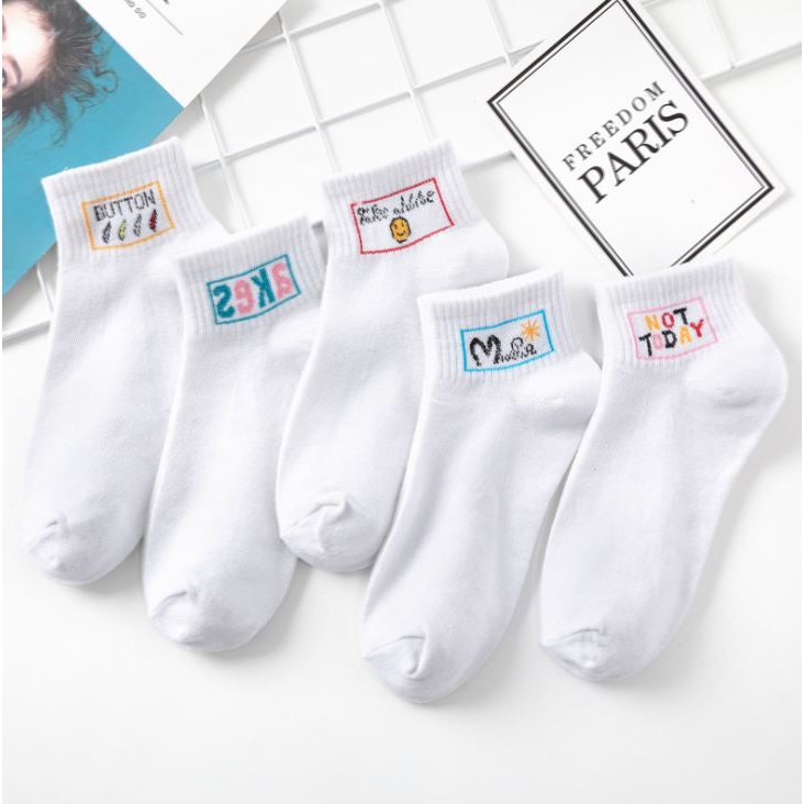 Set 10 Đôi Tất Nữ Ngắn Cổ Mix Chữ TD Như Hình