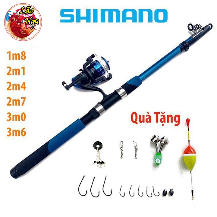 Bộ cần câu máy SHIMANO tặng kèm dây câu, lưỡi câu và phụ kiện đầy đủ như hình