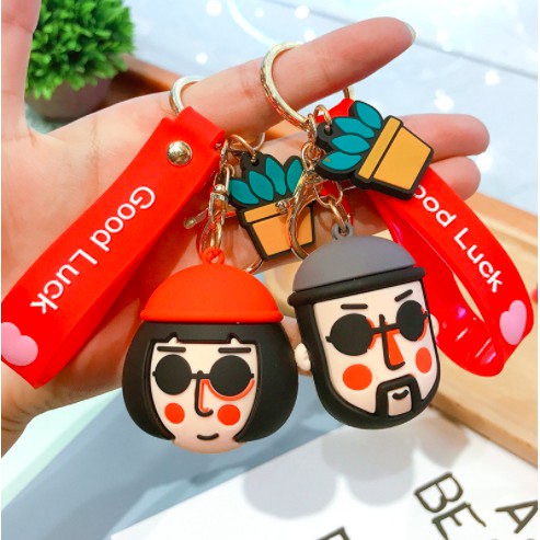 Móc khóa đôi cute dễ thương dùng làm quà tặng, dây treo balo túi xách ví cầm tay - Rap