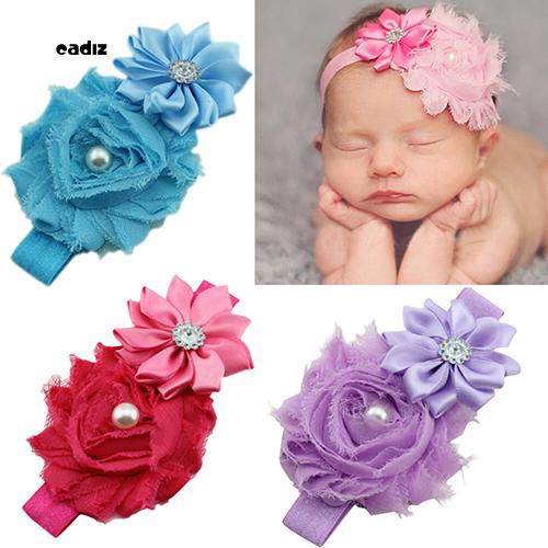 Băng đô nơ quấn đầu đính hạt giả ngọc trai cho bé gái