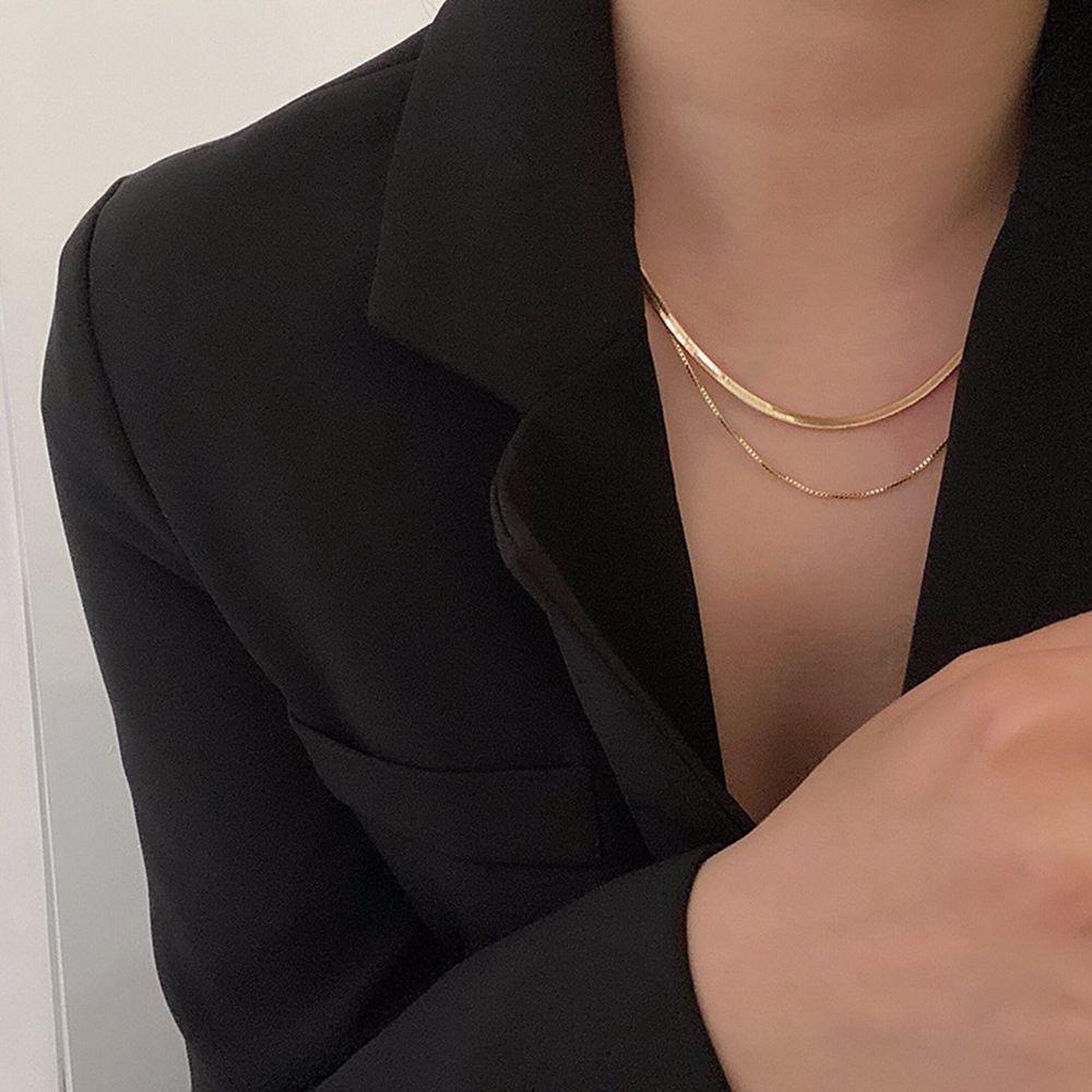 Somedayzl vòng cổ phong cách hàn quốc thanh lịch hình học punk tinh tế khí chất hợp kim double-layer chuỗi xương đòn