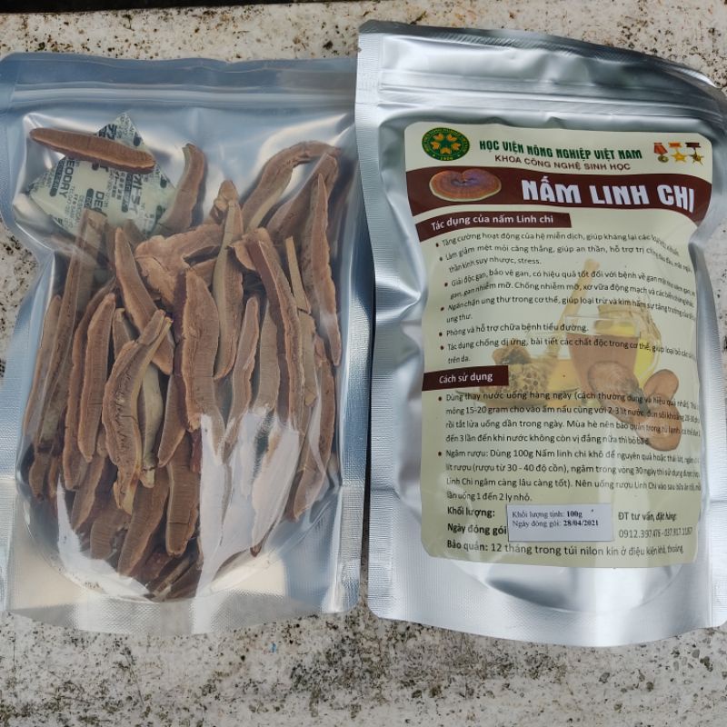Nấm linh chi thái lát gói 100g ( Học viện Nông nghiệp Việt Nam)