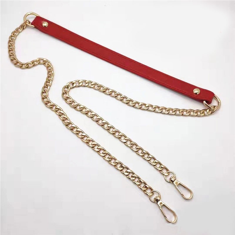 Túi Xách Da PU Phối Dây Xích Kim Loại Thời Trang 120cm