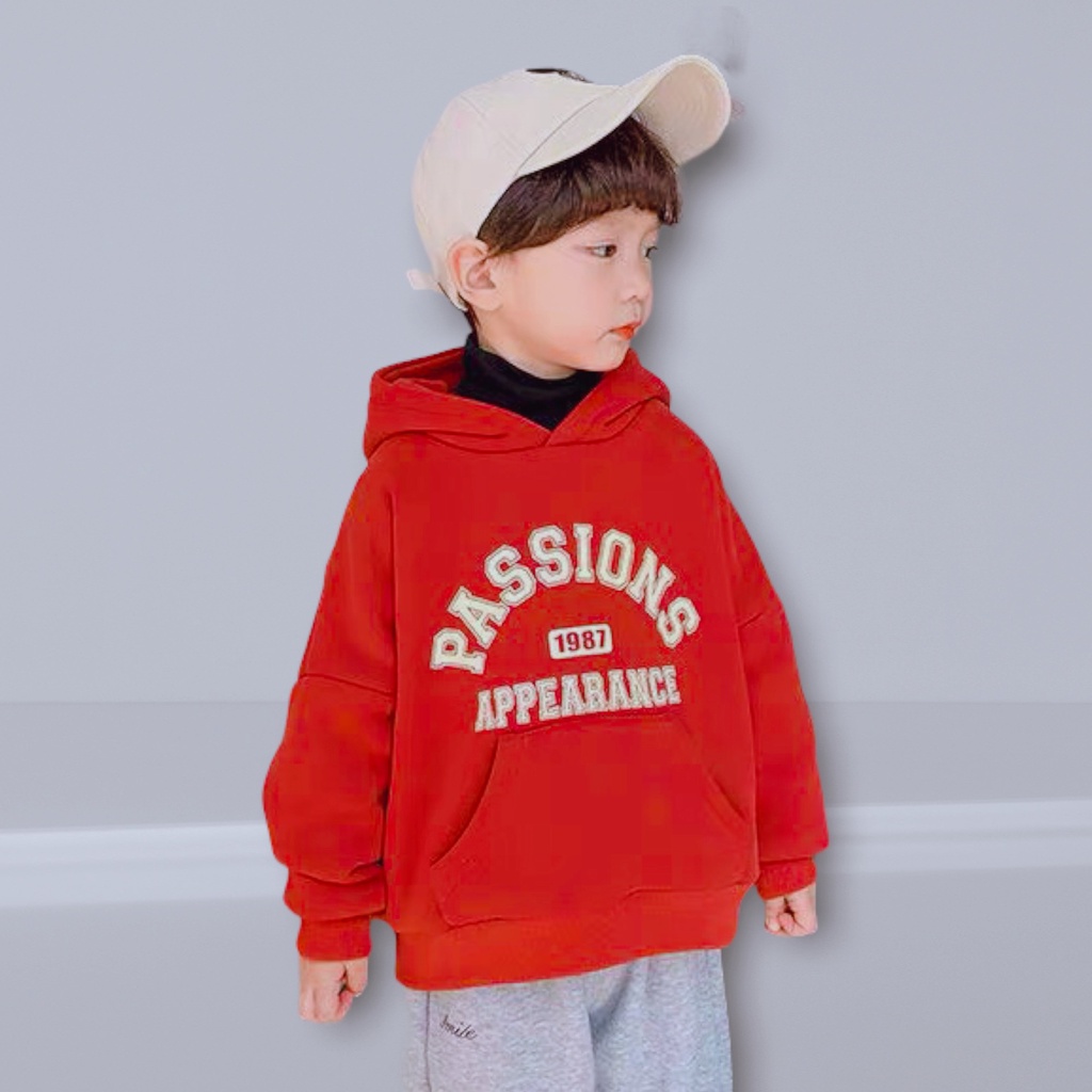 Áo khoác nỉ hoodie bé trai BABEKIDS hình in chữ PASSION 1987,thời trang thu đông dành cho bé từ 4 đến 10 tuổi