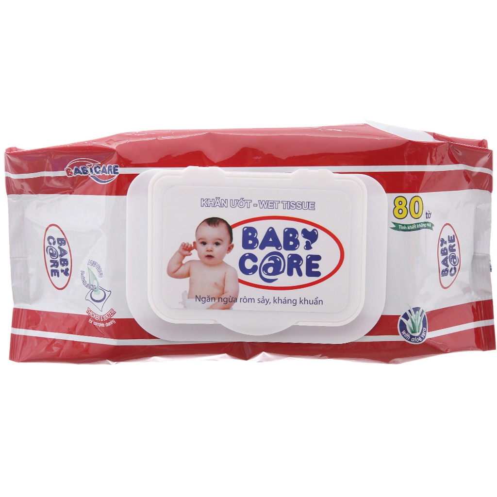 Combo 3 gói - Khăn giấy ướt Babycare không mùi - 80 tờ/gói