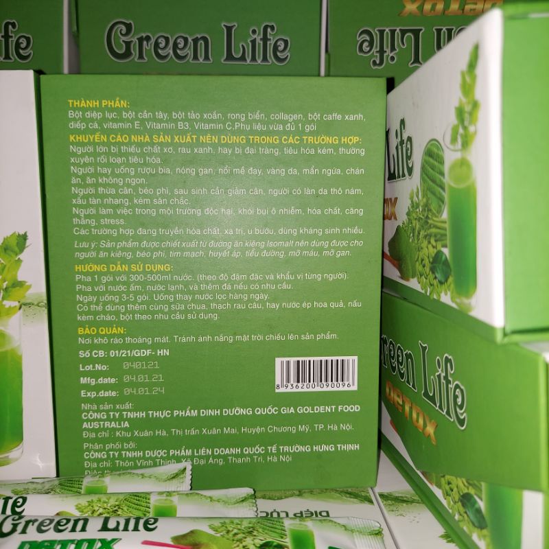 Green life detox hộp 30 gói x5g date 2023