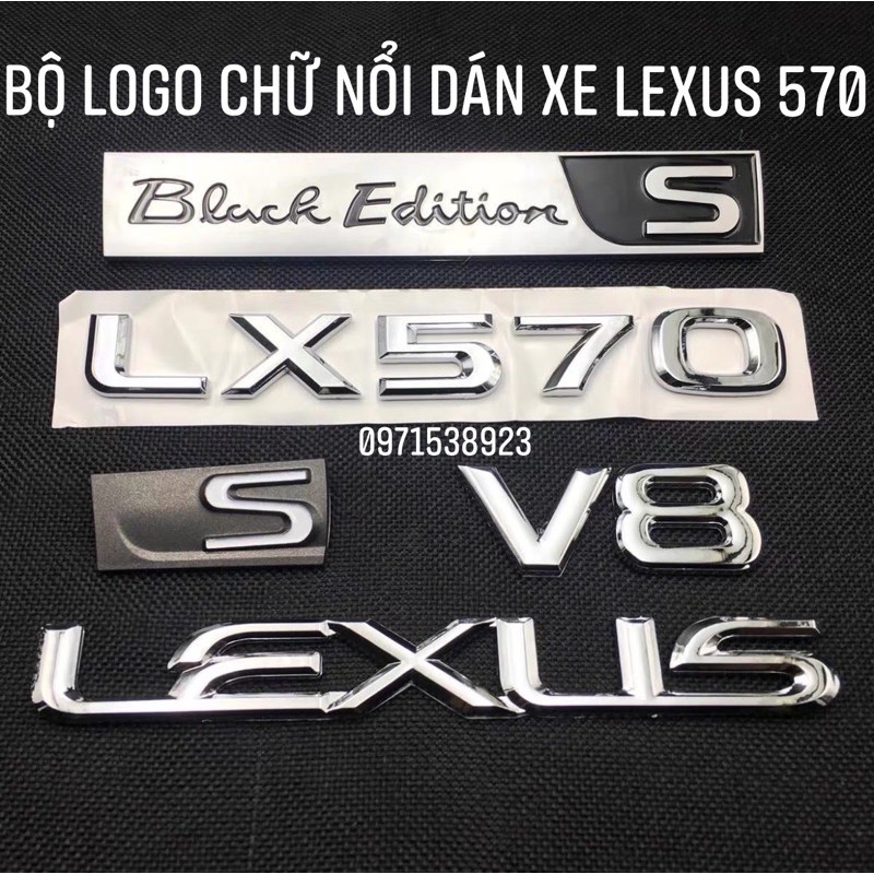 Logo chữ nổi LEXUS LX570 Black Edition S V8 S dán thân xe nhựa mạ crom cao cấp hàng oem xịn